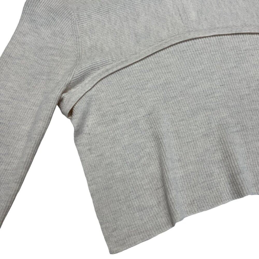TIBI Merino Wool Cropped Sweater Womens M Cream Beige High Low Crew Neck - Picture 4 of 10